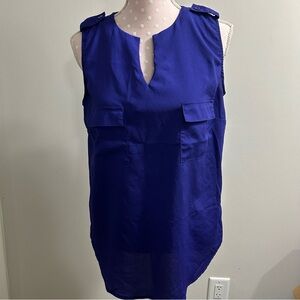Monteau Blue Blouse with Split V-Neckline A4
